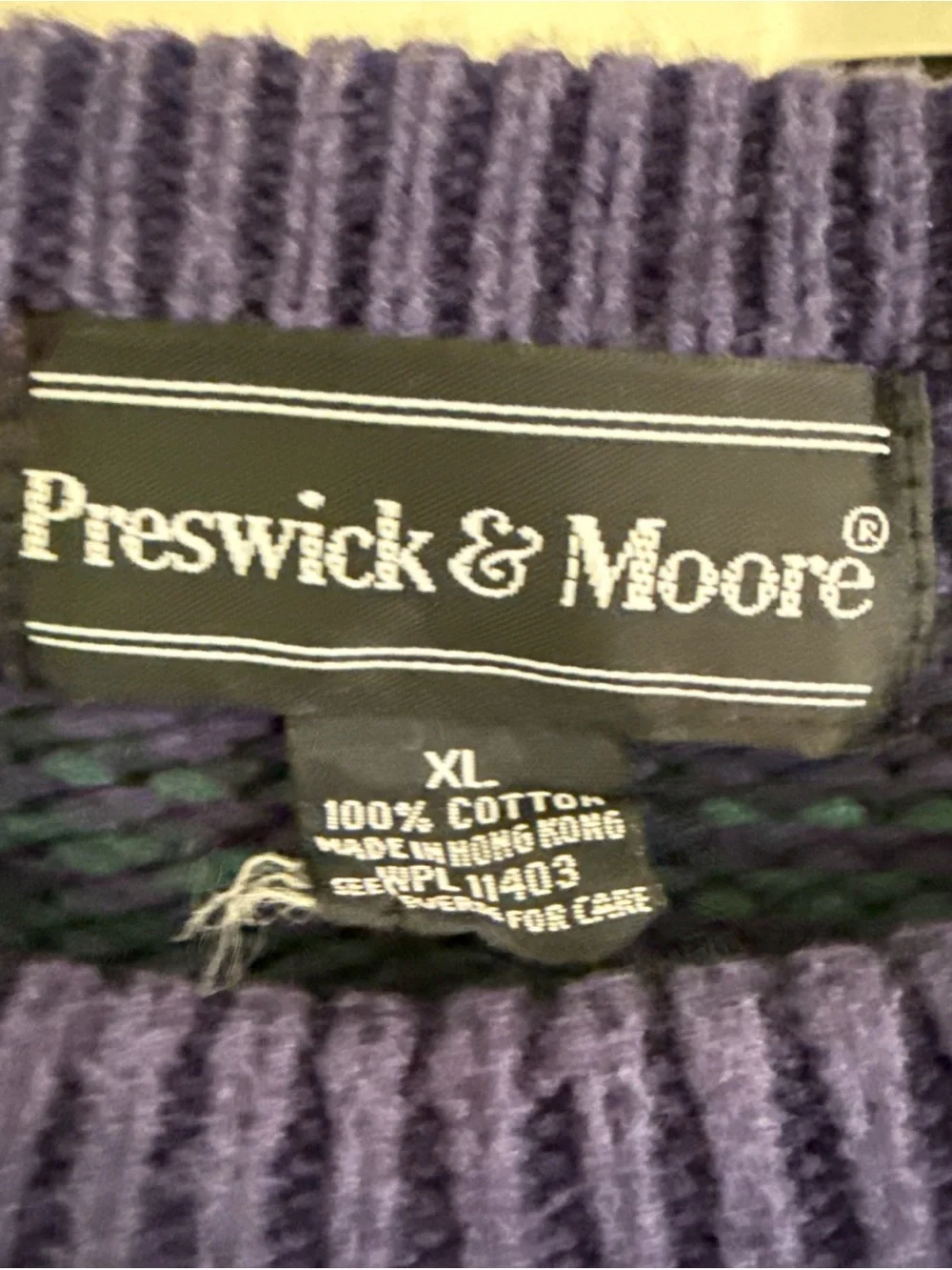 Vintage 9Os Multicolor Plaid Pattern Preswick & Moore 100% Cotton XL Sweater
